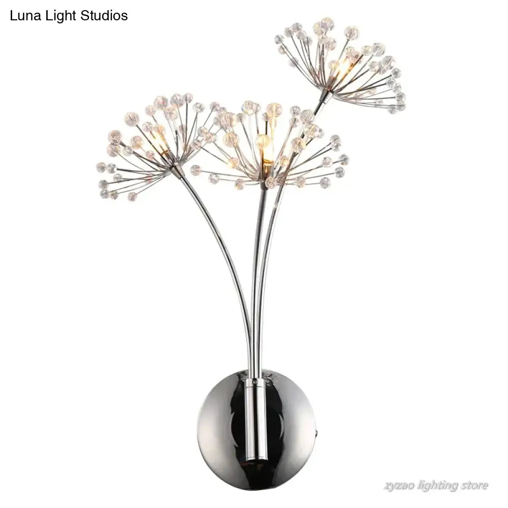 Nordic Creative Crystal Flower Dandelion Wall Lamps For Bathroom Bedroom Bedside Lamp Living Room