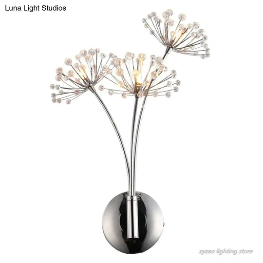 Nordic Creative Crystal Flower Dandelion Wall Lamps For Bathroom Bedroom Bedside Lamp Living Room