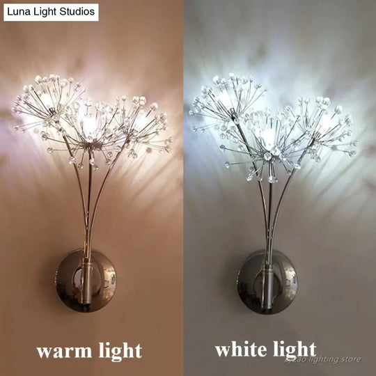 Nordic Creative Crystal Flower Dandelion Wall Lamps For Bathroom Bedroom Bedside Lamp Living Room