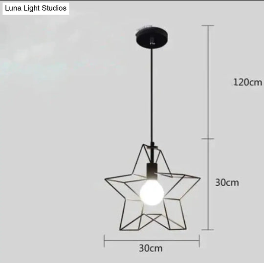 Nordic Creative Lovely Star Chandelier Single Black / Without Bulb Ceiling