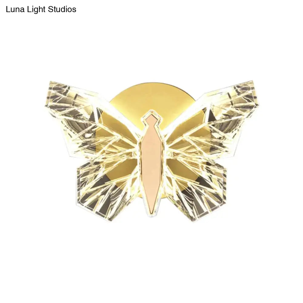 Nordic Creative Luxury Butterfly Wall Lamp For Bedroom Living Room Lighting Gold / Warm White