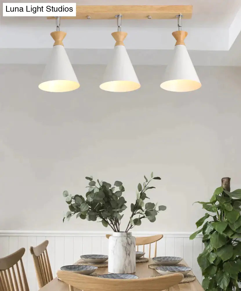 Nordic Creative Restaurant Three-Head Strip Ceiling Lamp White / Without Bulb