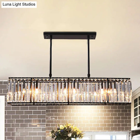 Nordic Crystal 3-Head Rectangle Pendant Chandelier Ceiling Light In Bronze