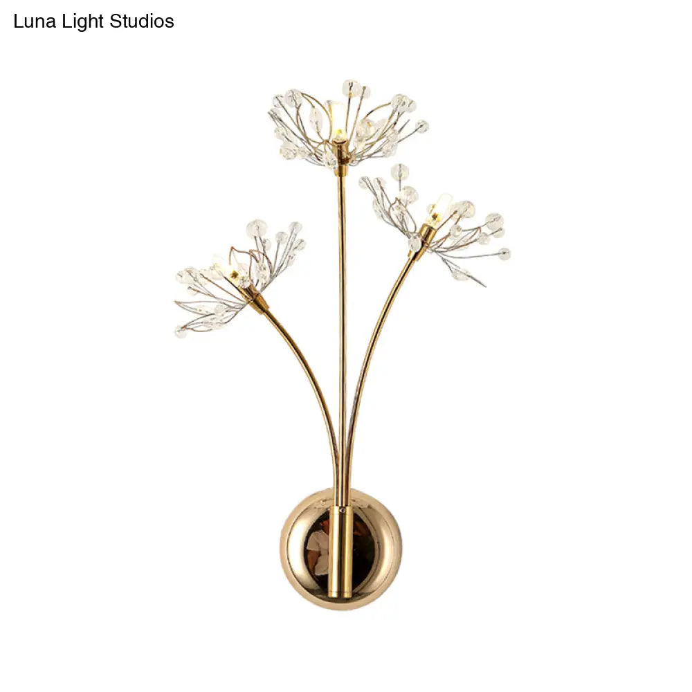 Nordic Crystal 3- Gold Wall Sconce for Living Room Decor - Luna ...