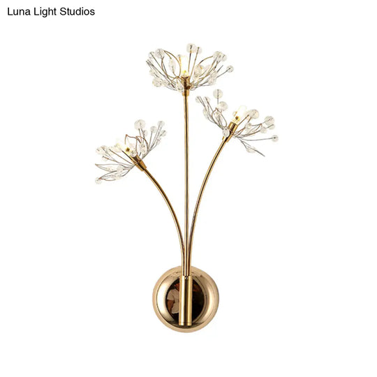 Nordic Crystal 3-Light Gold Wall Sconce For Living Room Decor