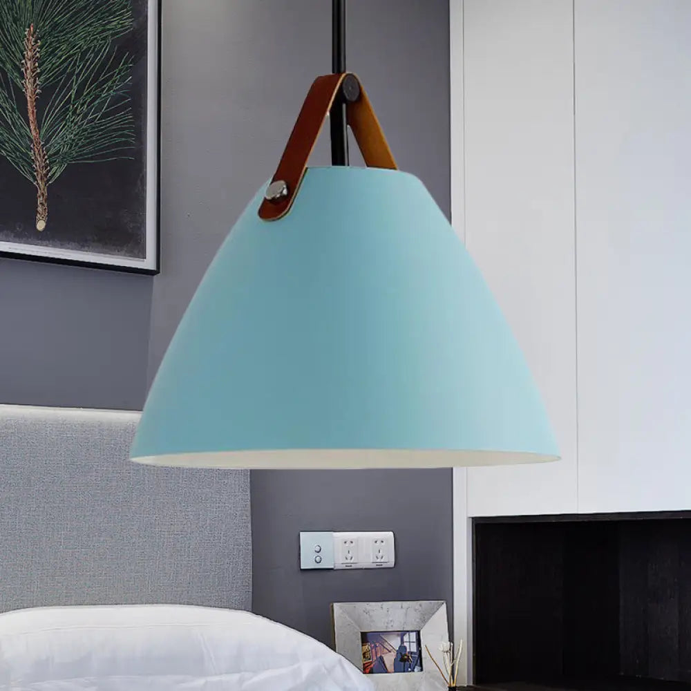 Nordic Curved Coolie Pendant Light - Sleek Aluminum Hanging Lamp In Chic Black/Blue/Grey/Pink/White