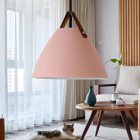 Nordic Curved Coolie Pendant Light - Sleek Aluminum Hanging Lamp In Chic Black/Blue/Grey/Pink/White