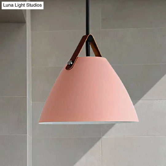 Modern Nordic Curved Coolie Pendant Light - Aluminum Hanging Lamp Single Black/Blue/Grey/Pink/White