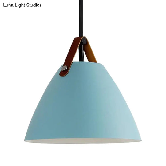 Modern Nordic Curved Coolie Pendant Light - Aluminum Hanging Lamp Single Black/Blue/Grey/Pink/White