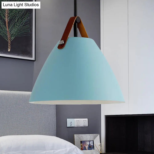 Modern Nordic Curved Coolie Pendant Light - Aluminum Hanging Lamp Single Black/Blue/Grey/Pink/White