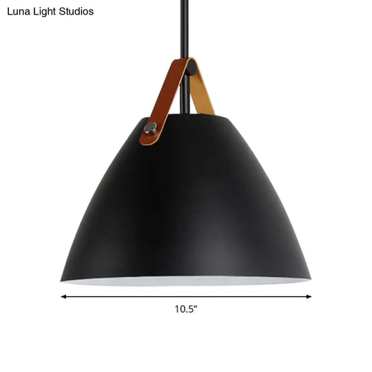 Modern Nordic Curved Coolie Pendant Light - Aluminum Hanging Lamp Single Black/Blue/Grey/Pink/White