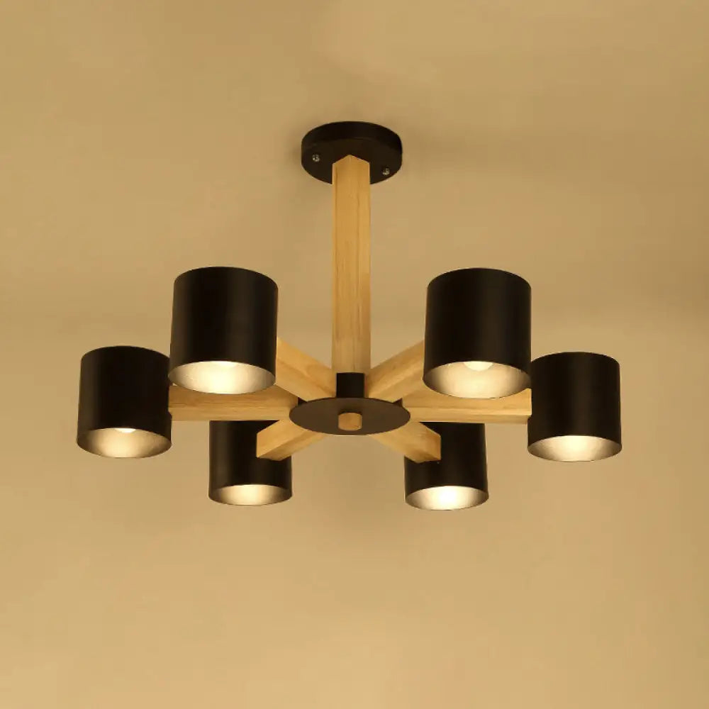 Nordic Cylindrical Ceiling Chandelier: Modern Metallic Suspension Light For Living Room In