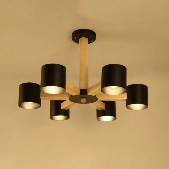 Nordic Cylindrical Ceiling Chandelier: Modern Metallic Suspension Light For Living Room In