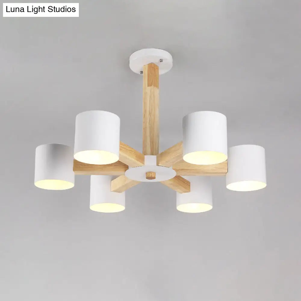 Nordic Cylindrical Ceiling Chandelier: Modern Metallic Suspension Light For Living Room In