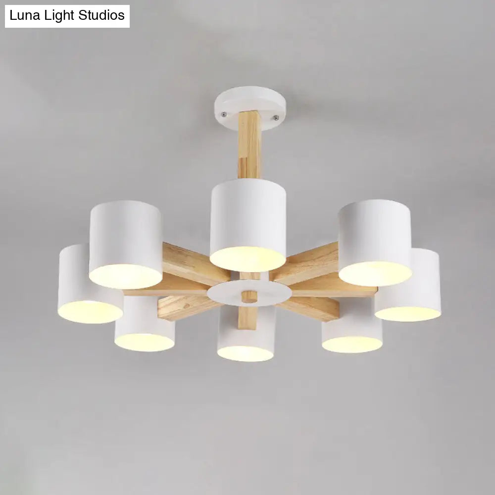 Nordic Cylindrical Ceiling Chandelier: Modern Metallic Suspension Light For Living Room In