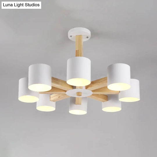 Nordic Cylindrical Ceiling Chandelier: Modern Metallic Suspension Light For Living Room In