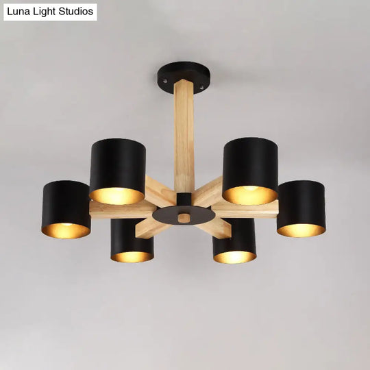 Nordic Cylindrical Ceiling Chandelier: Modern Metallic Suspension Light For Living Room In