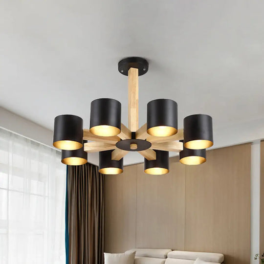 Nordic Cylindrical Ceiling Chandelier: Modern Metallic Suspension Light For Living Room In