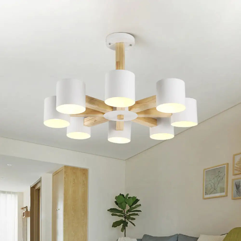 Nordic Cylindrical Ceiling Chandelier: Modern Metallic Suspension Light For Living Room In