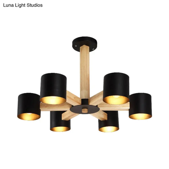 Nordic Cylindrical Ceiling Chandelier: Modern Metallic Suspension Light For Living Room In