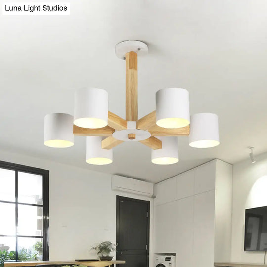 Nordic Cylindrical Ceiling Chandelier: Modern Metallic Suspension Light For Living Room In