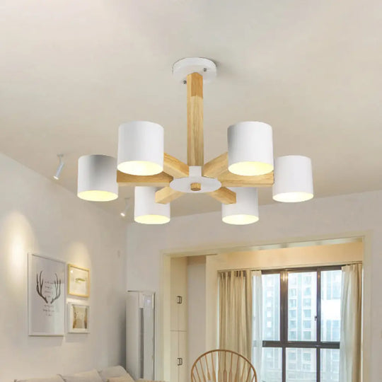 Nordic Cylindrical Ceiling Chandelier: Modern Metallic Suspension Light For Living Room In