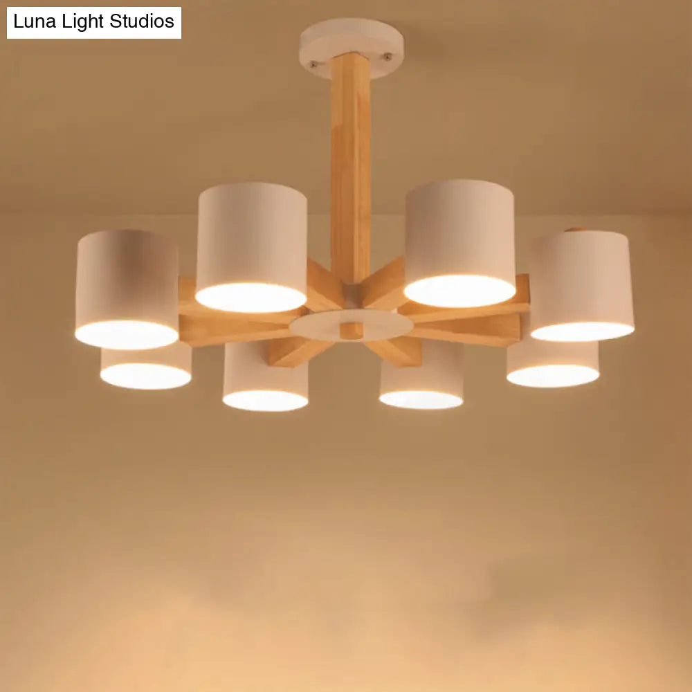 Nordic Cylindrical Ceiling Chandelier: Modern Metallic Suspension Light For Living Room In