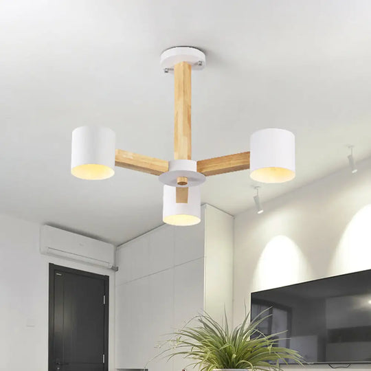 Nordic Cylindrical Ceiling Chandelier: Modern Metallic Suspension Light For Living Room In