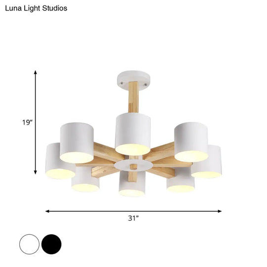 Nordic Cylindrical Ceiling Chandelier: Modern Metallic Suspension Light For Living Room In