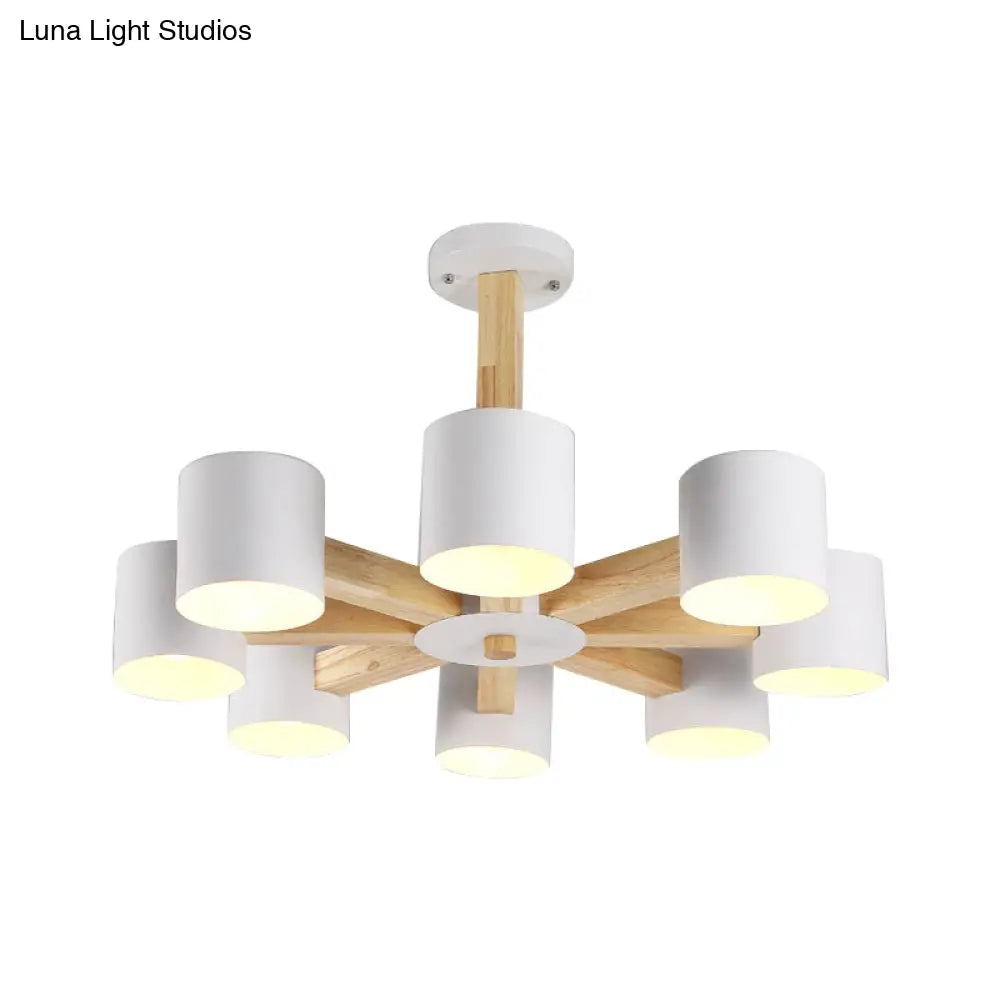 Nordic Cylindrical Ceiling Chandelier: Modern Metallic Suspension Light For Living Room In