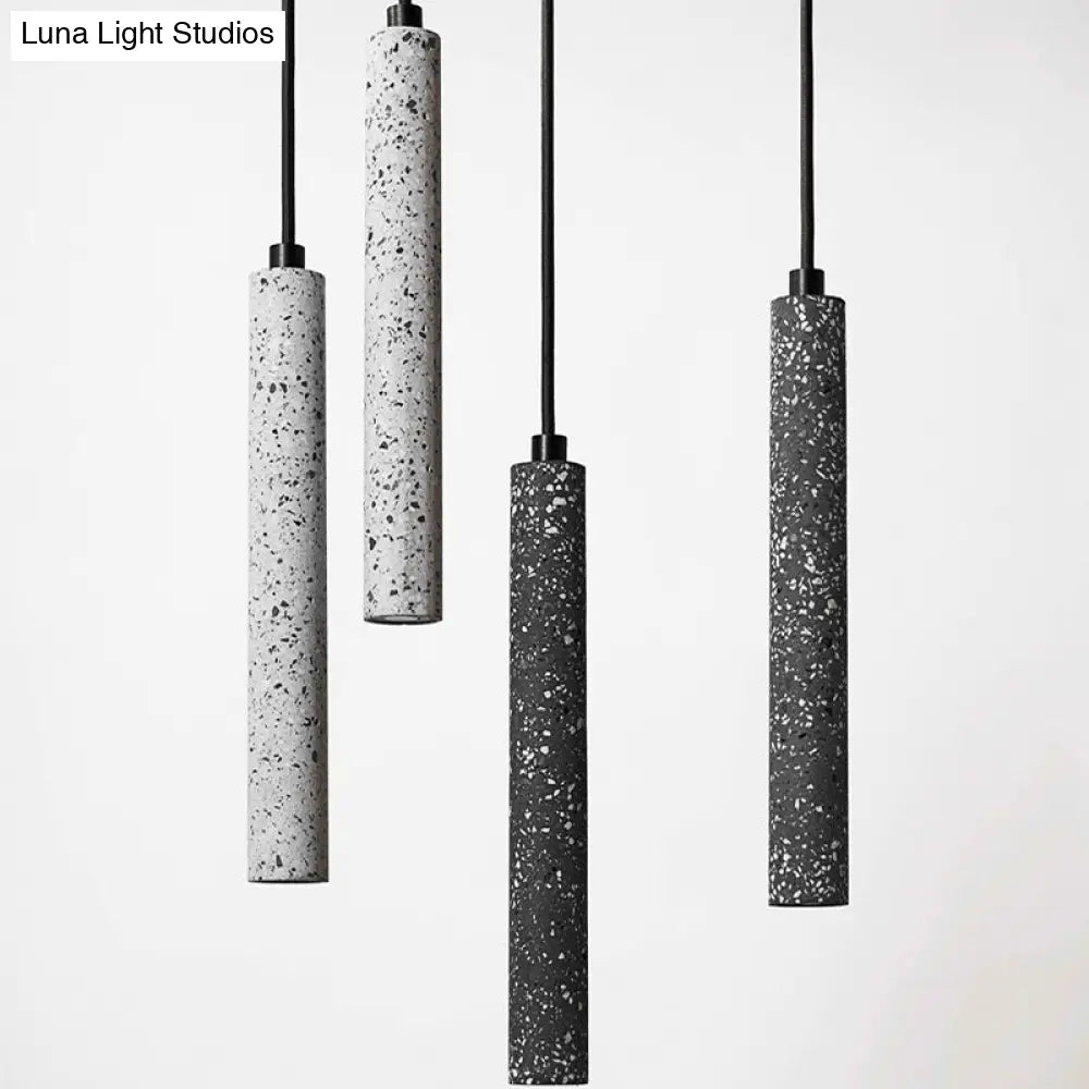 Nordic Cylindrical Pendulum Light Hanging Pendant In White/Black Lighting