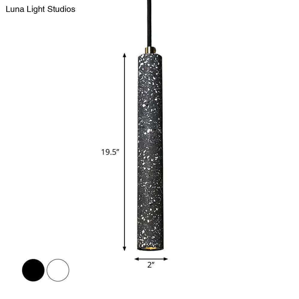 Nordic Cylindrical Pendulum Light Hanging Pendant In White/Black Lighting