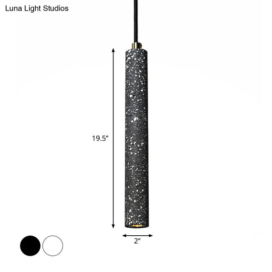 Nordic Cylindrical Pendulum Light Hanging Pendant In White/Black Lighting