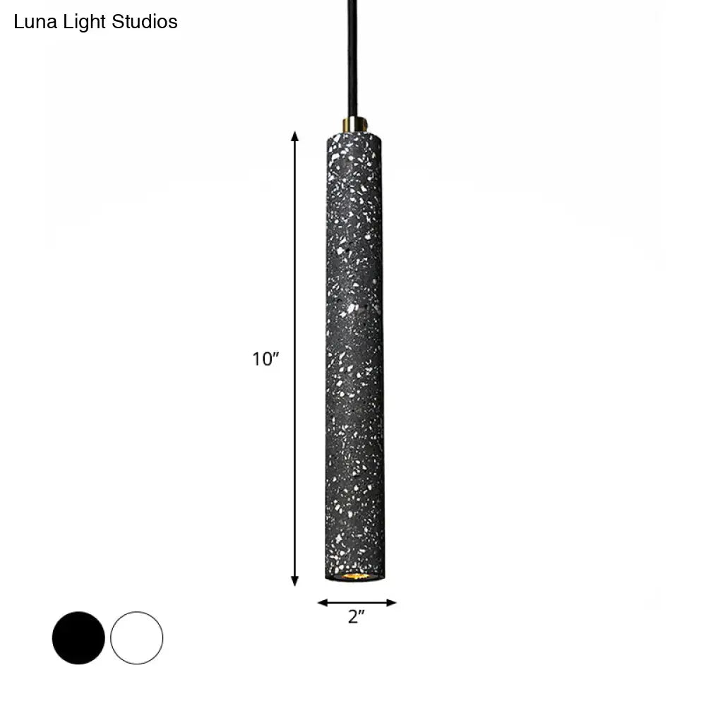 Nordic Cylindrical Pendulum Light Hanging Pendant In White/Black Lighting