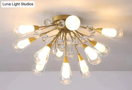 Nordic Dew Crystal Lamp Glass Ceiling 11 Heads / Warm Light