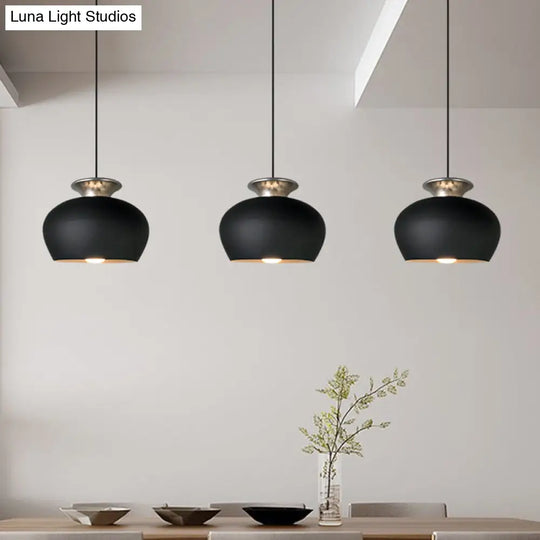 Nordic Dining Table Pendant Light With Inverted Cup Aluminum Shade - Black/Grey/White