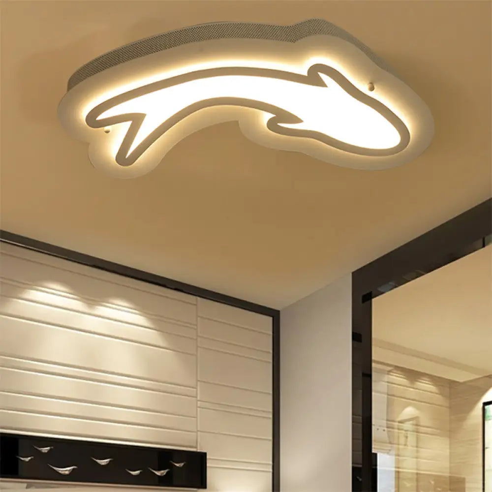 Nordic Dolphin Ceiling Lights For Kid’s Bedroom - Acrylic Flush Mount In White 1 /