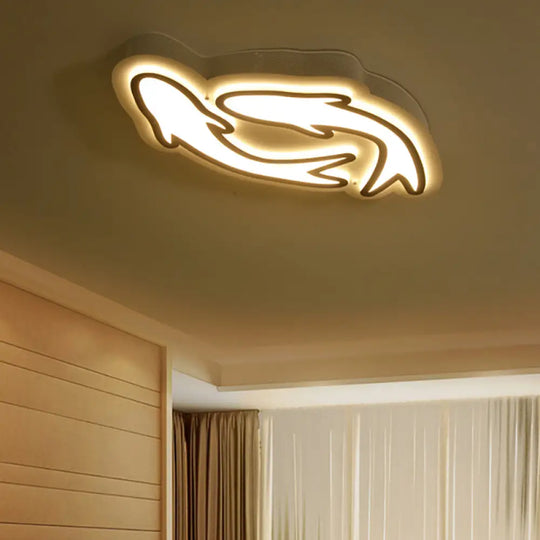 Nordic Dolphin Ceiling Lights For Kid’s Bedroom - Acrylic Flush Mount In White 2 / Warm