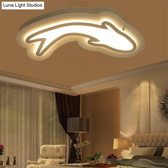 Nordic Dolphin Ceiling Lights For Kids Bedroom - Acrylic Flush Mount In White