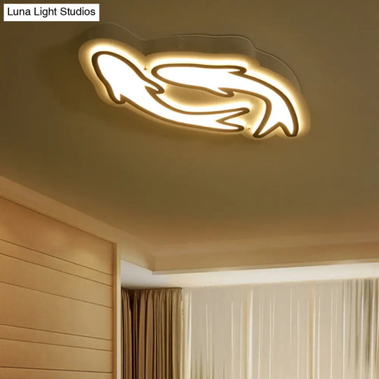 Nordic Dolphin Ceiling Lights For Kids Bedroom - Acrylic Flush Mount In White 2 / Warm