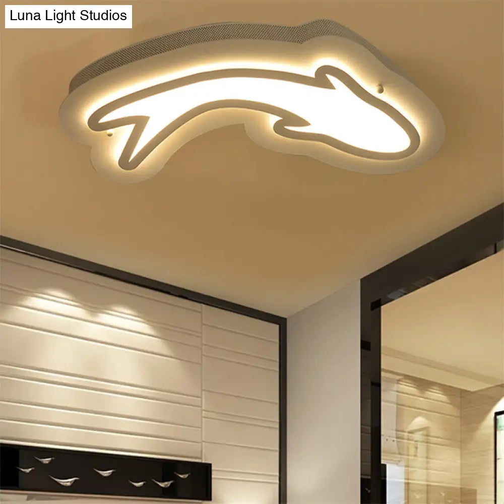 Nordic Dolphin Ceiling Lights For Kids Bedroom - Acrylic Flush Mount In White 1 /