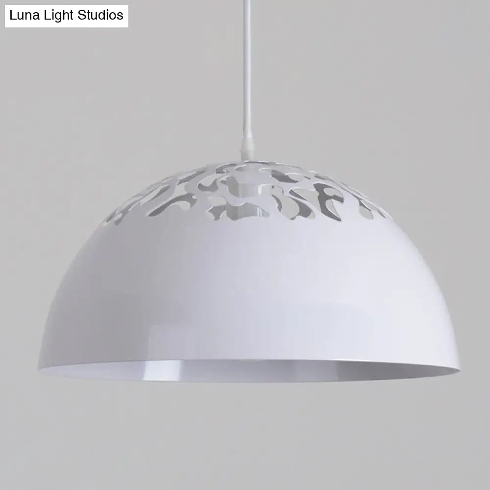 Nordic Dome Ceiling Pendant Light - 14’/16’ Wide 1-Light Iron Lamp With Hollowed Top Black/White