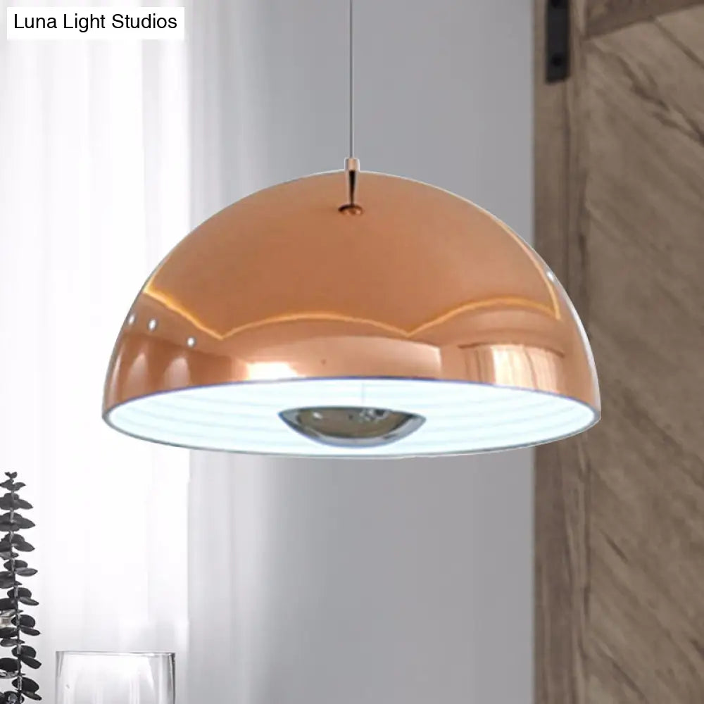 Nordic Dome Hanging Metal Pendant Light Fixture For Dining Room - 1/2/3 Heads White/Black/Rose Gold