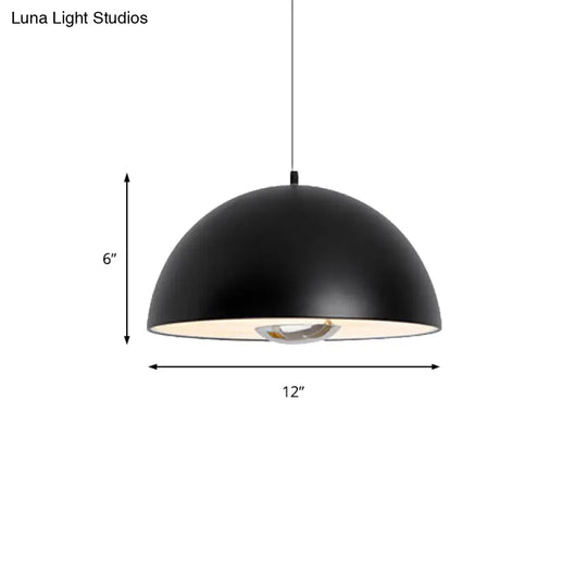 Nordic Dome Hanging Metal Pendant Light Fixture For Dining Room - 1/2/3 Heads White/Black/Rose Gold