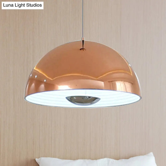 Nordic Dome Hanging Metal Pendant Light Fixture For Dining Room - 1/2/3 Heads White/Black/Rose Gold