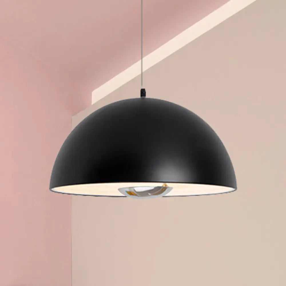 Nordic Dome Hanging Metal Pendant Light Fixture For Dining Room - 1/2/3 Heads White/Black/Rose Gold