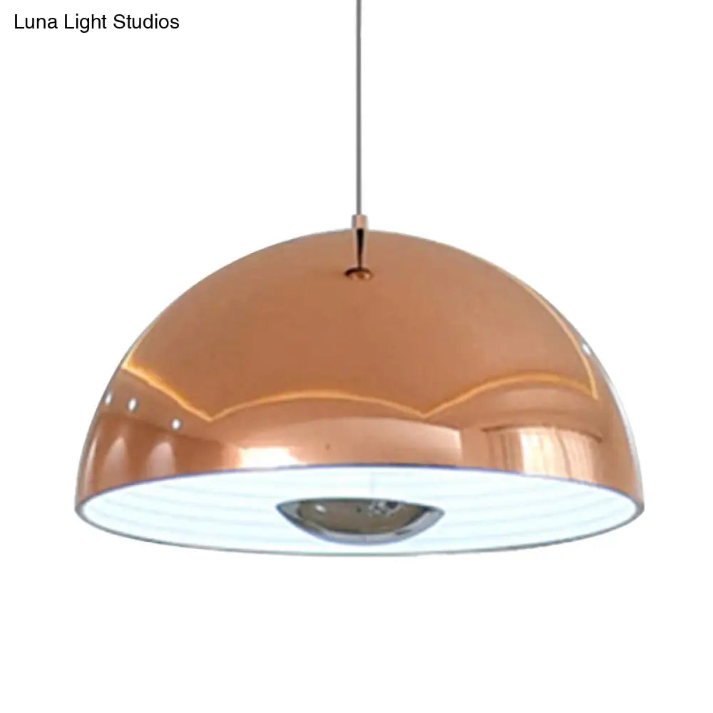 Nordic Dome Hanging Metal Pendant Light Fixture For Dining Room - 1/2/3 Heads White/Black/Rose Gold