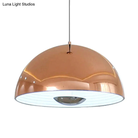 Nordic Dome Hanging Metal Pendant Light Fixture For Dining Room - 1/2/3 Heads White/Black/Rose Gold