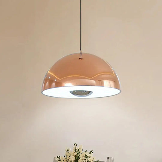 Nordic Dome Hanging Metal Pendant Light Fixture For Dining Room - 1/2/3 Heads White/Black/Rose Gold