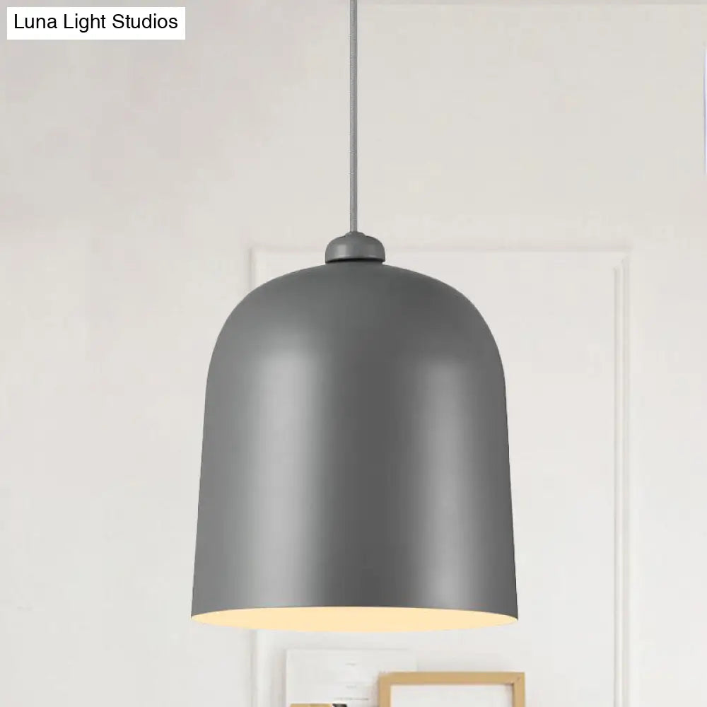 Nordic Dome Pendant Ceiling Lamp For Dining Room With Moveable Black/White/Grey Shade And 1 Bulb